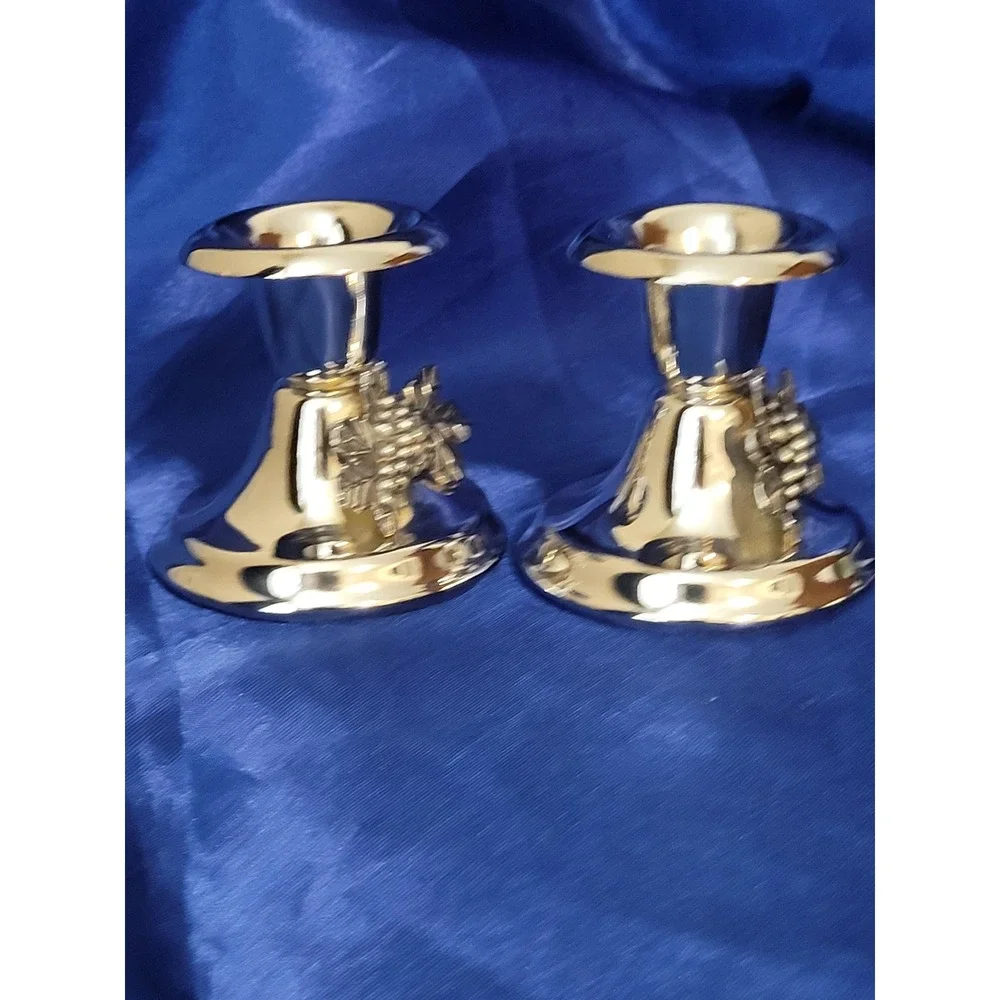 Silverplated Metal Candlestick Holders Grape Leaf Oval Tray Studio Silversmiths